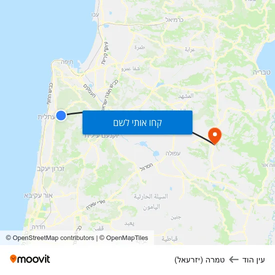 מפת עין הוד לטמרה (יזרעאל)