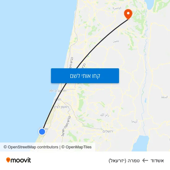 מפת אשדוד לטמרה (יזרעאל)