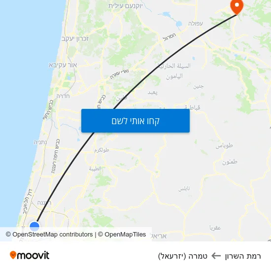 מפת רמת השרון לטמרה (יזרעאל)