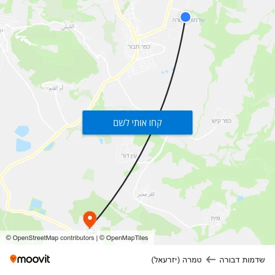 מפת שדמות דבורה לטמרה (יזרעאל)