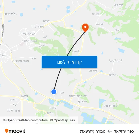 מפת כפר יחזקאל לטמרה (יזרעאל)