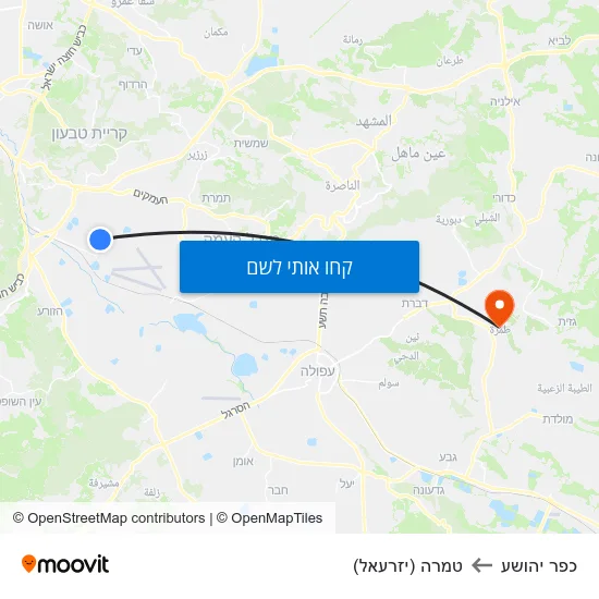 מפת כפר יהושע לטמרה (יזרעאל)