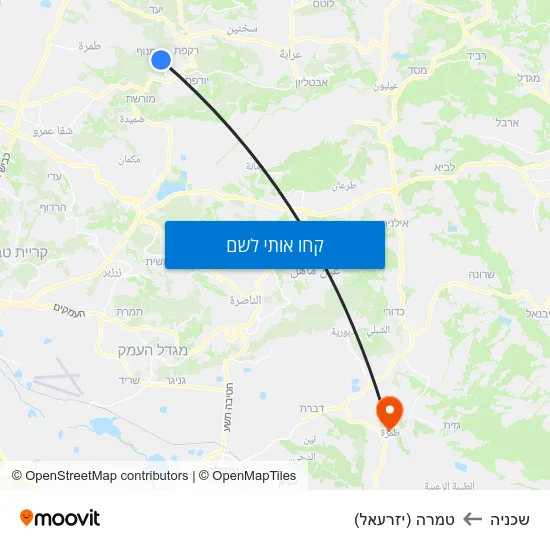 מפת שכניה לטמרה (יזרעאל)