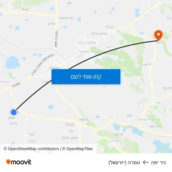 מפת ניר יפה לטמרה (יזרעאל)