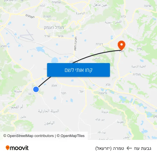 מפת גבעת עוז לטמרה (יזרעאל)