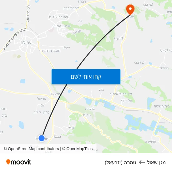 מפת מגן שאול לטמרה (יזרעאל)