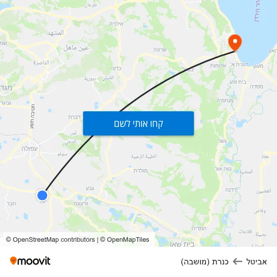מפת אביטל לכנרת (מושבה)