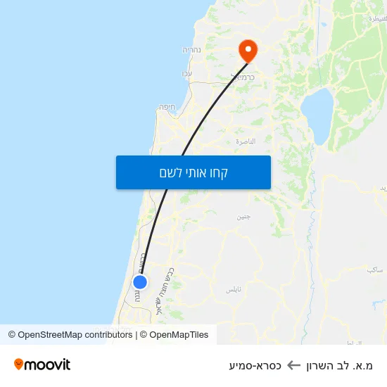מפת מ.א. לב השרון לכסרא-סמיע