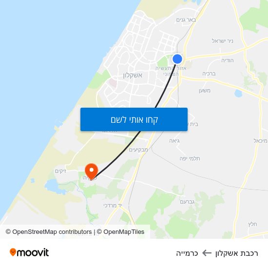 מפת רכבת אשקלון לכרמייה