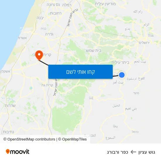מפת גוש עציון לכפר ורבורג