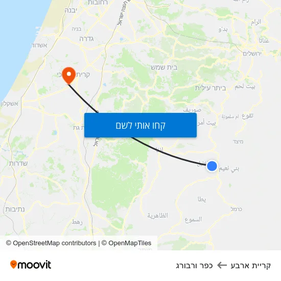 מפת קריית ארבע לכפר ורבורג