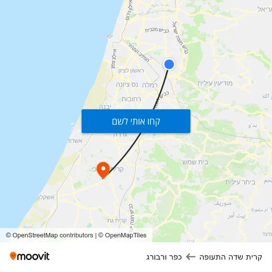 מפת קרית שדה התעופה לכפר ורבורג