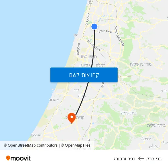 מפת בני ברק לכפר ורבורג