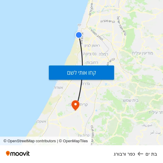 מפת בת ים לכפר ורבורג