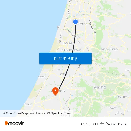 מפת גבעת שמואל לכפר ורבורג
