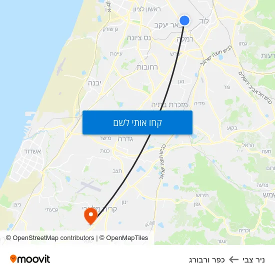 מפת ניר צבי לכפר ורבורג