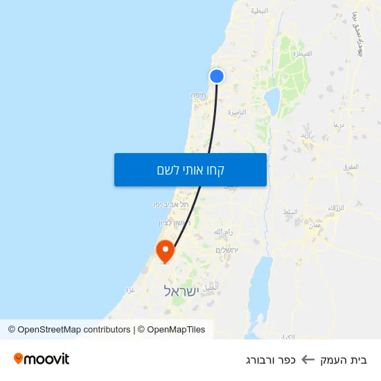 מפת בית העמק לכפר ורבורג
