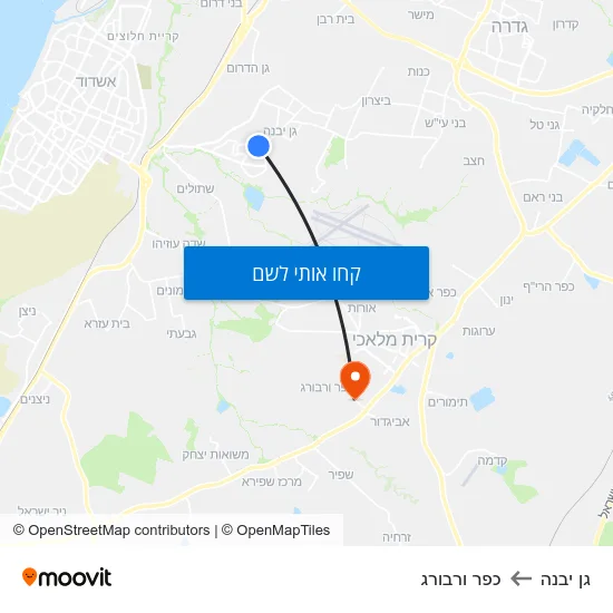 מפת גן יבנה לכפר ורבורג