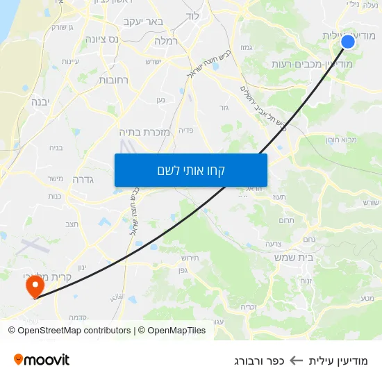 מפת מודיעין עילית לכפר ורבורג