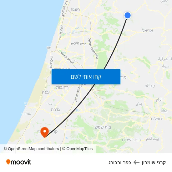 מפת קרני שומרון לכפר ורבורג