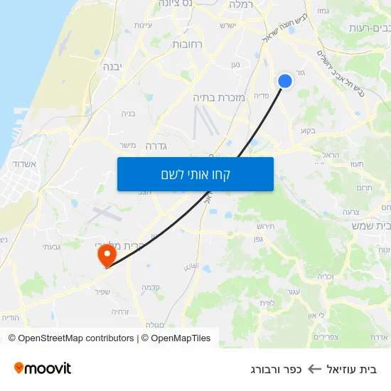 מפת בית עוזיאל לכפר ורבורג