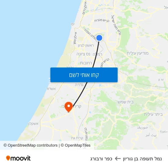 מפת נמל תעופה בן גוריון לכפר ורבורג