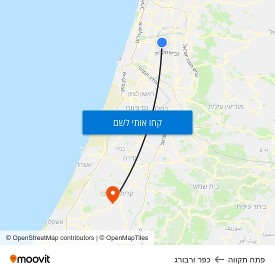 מפת פתח תקווה לכפר ורבורג
