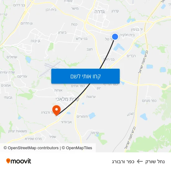 מפת נחל שורק לכפר ורבורג
