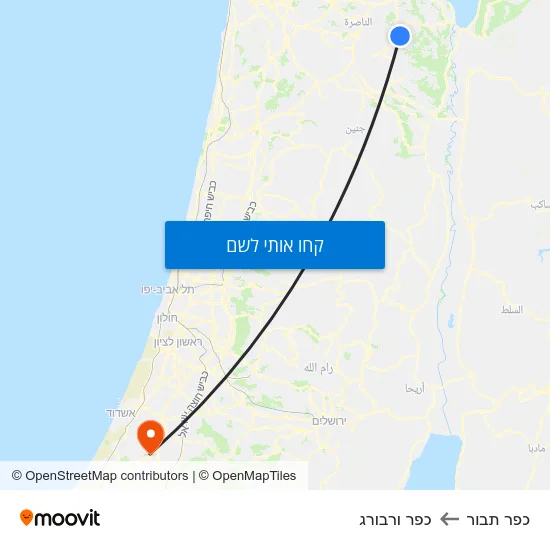 מפת כפר תבור לכפר ורבורג