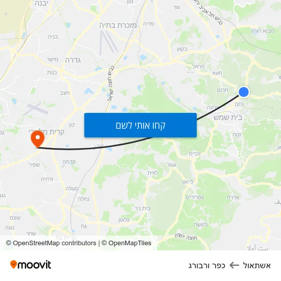מפת אשתאול לכפר ורבורג