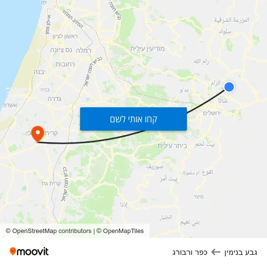 מפת גבע בנימין לכפר ורבורג