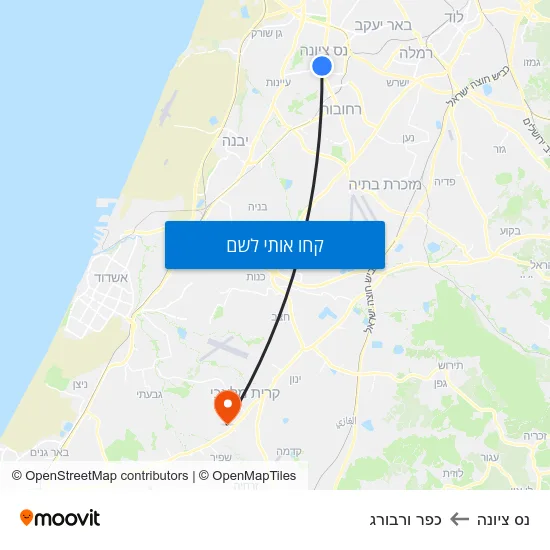 מפת נס ציונה לכפר ורבורג