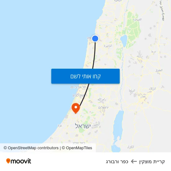 מפת קריית מוצקין לכפר ורבורג