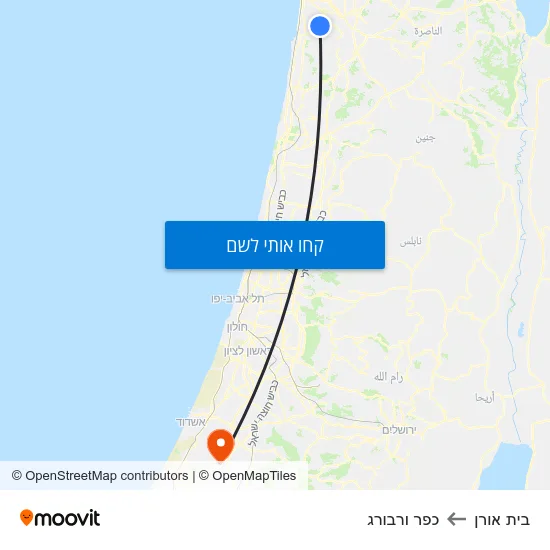 מפת בית אורן לכפר ורבורג