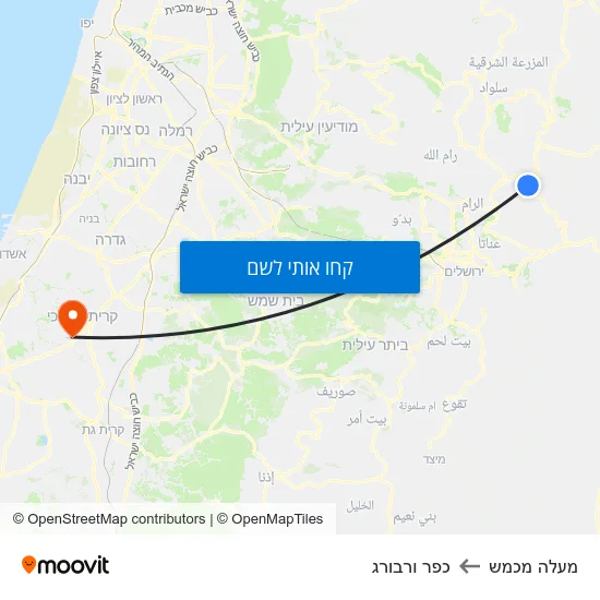 מפת מעלה מכמש לכפר ורבורג