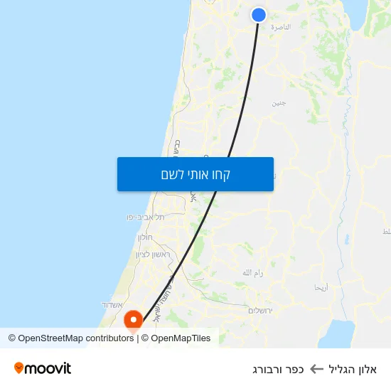 מפת אלון הגליל לכפר ורבורג