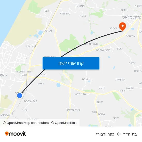 מפת בת הדר לכפר ורבורג