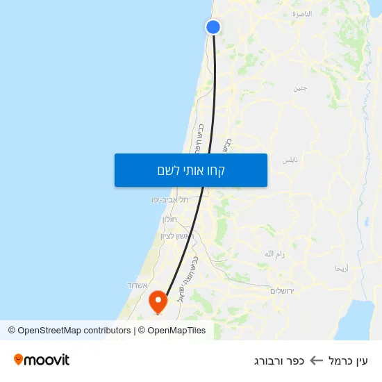 מפת עין כרמל לכפר ורבורג