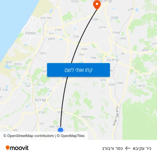 מפת ניר עקיבא לכפר ורבורג