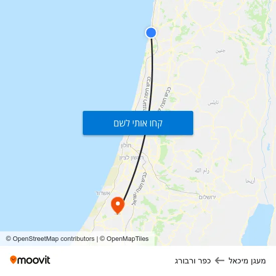 מפת מעגן מיכאל לכפר ורבורג