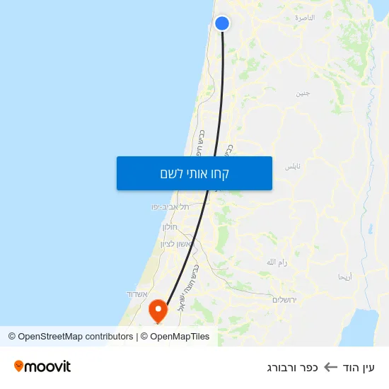 מפת עין הוד לכפר ורבורג