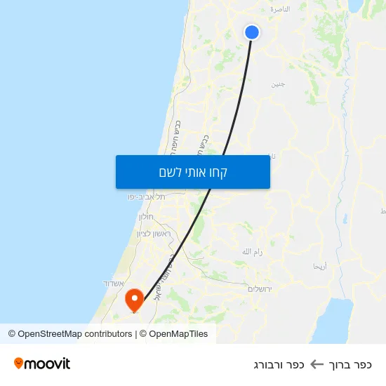 מפת כפר ברוך לכפר ורבורג