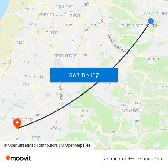 מפת כפר האורנים לכפר ורבורג