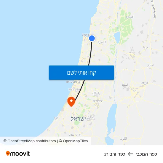 מפת כפר המכבי לכפר ורבורג