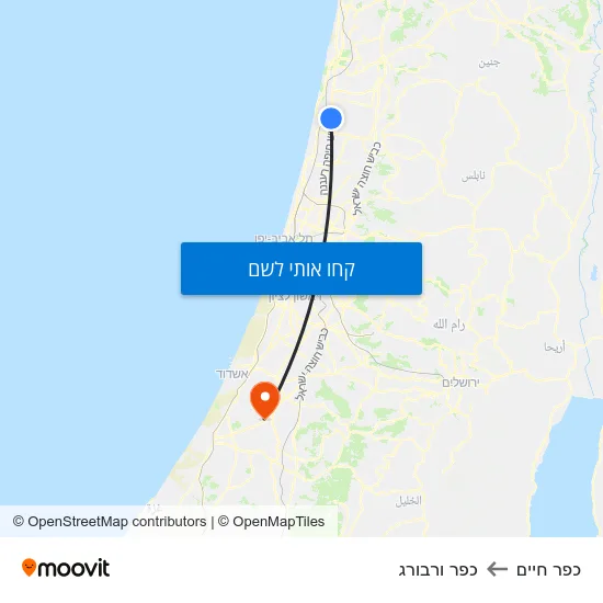 מפת כפר חיים לכפר ורבורג