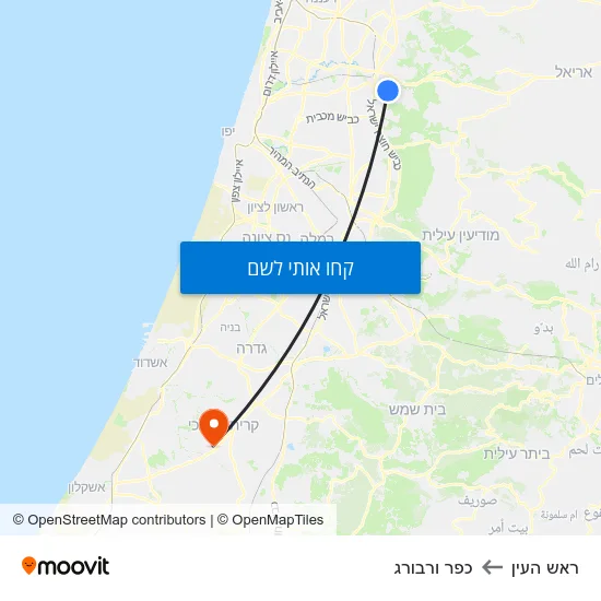 מפת ראש העין לכפר ורבורג