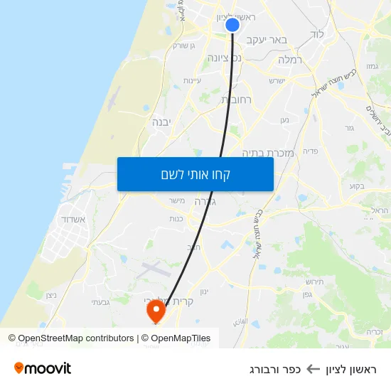 מפת ראשון לציון לכפר ורבורג