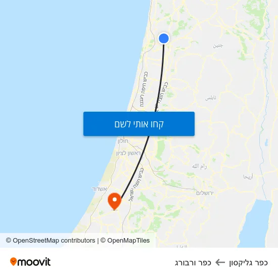 מפת כפר גליקסון לכפר ורבורג