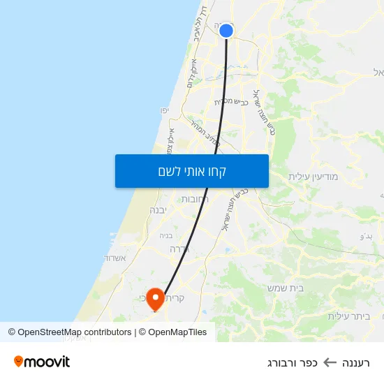 מפת רעננה לכפר ורבורג
