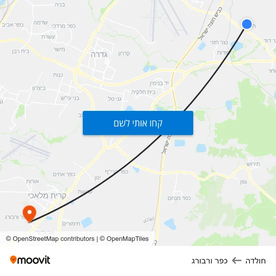 מפת חולדה לכפר ורבורג